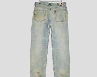 Vaqueros desgastados y sucios de los años 90, rotos, estilo grunge, estilo relajado, talla 37