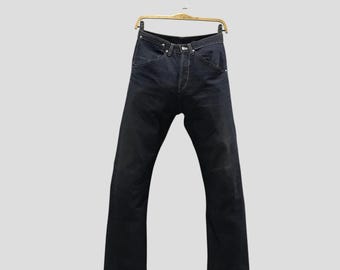Vintage Levi's Wide Leg Indigo Denim Trousers Dark Wash Jeans Baggy Y2K 90s Trouser Cut Cotton Lyocell Blend