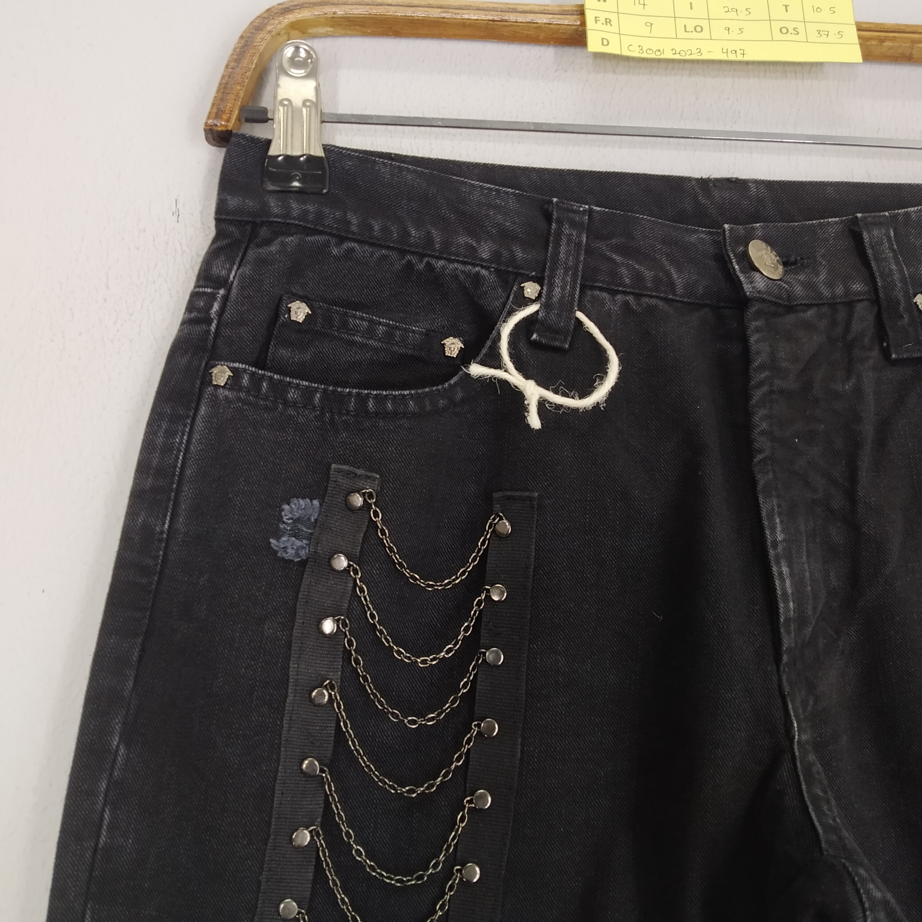パンツ VERSACE JEANS COUTURE Bondage Pants Size 28 Versace Jeans Couture Bondage Rave Black Chains Denim Pant