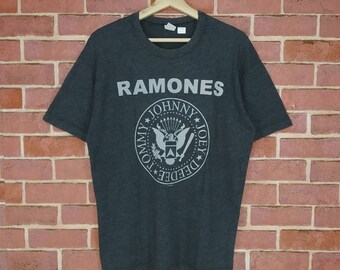 Vintage 1999 Ramones Classic Graphic Tee Faded and Worn Black T