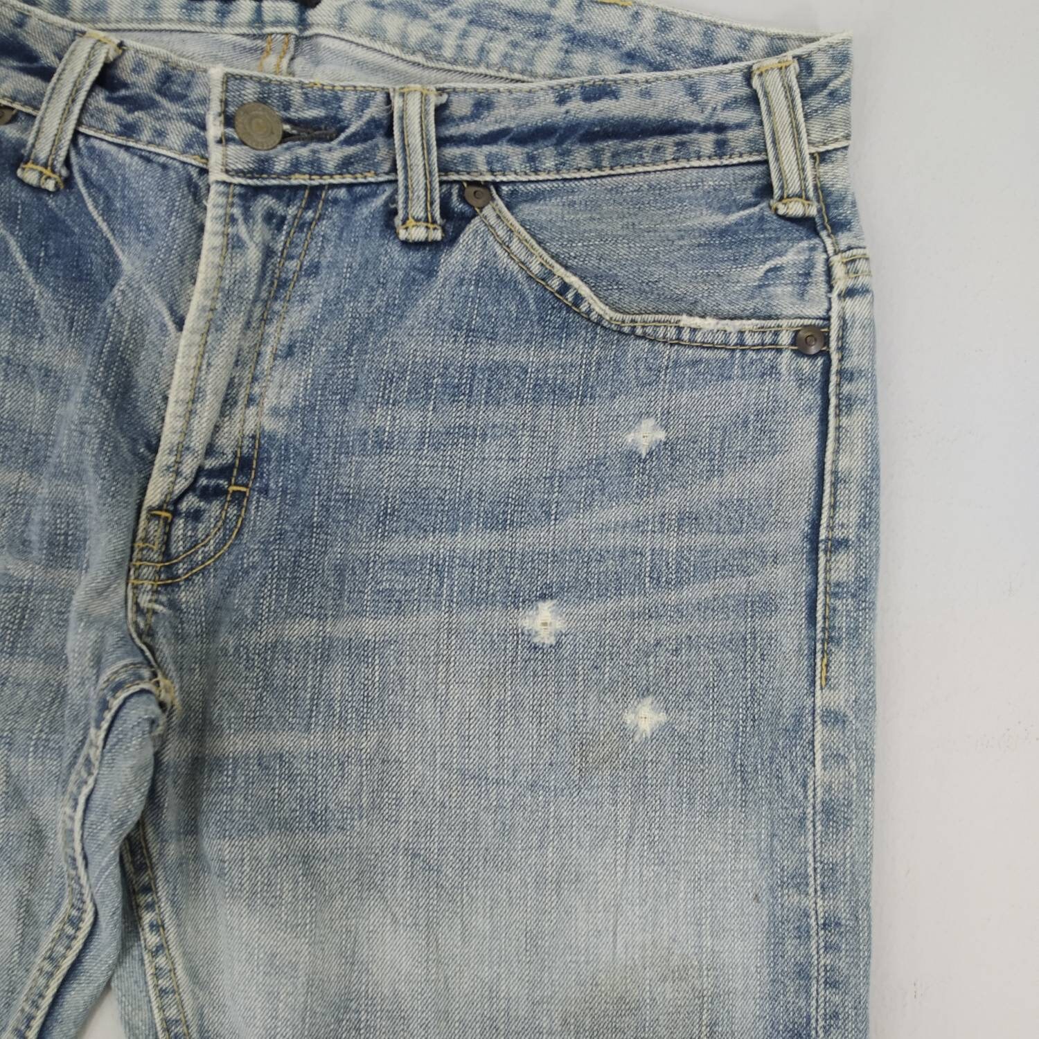 Size 33 Vintage Stone Wash Japan Denim Jeans Faded Blue Jeans