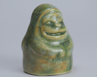 Small Ceramic Jizo Statue Desk and Plant Decoration