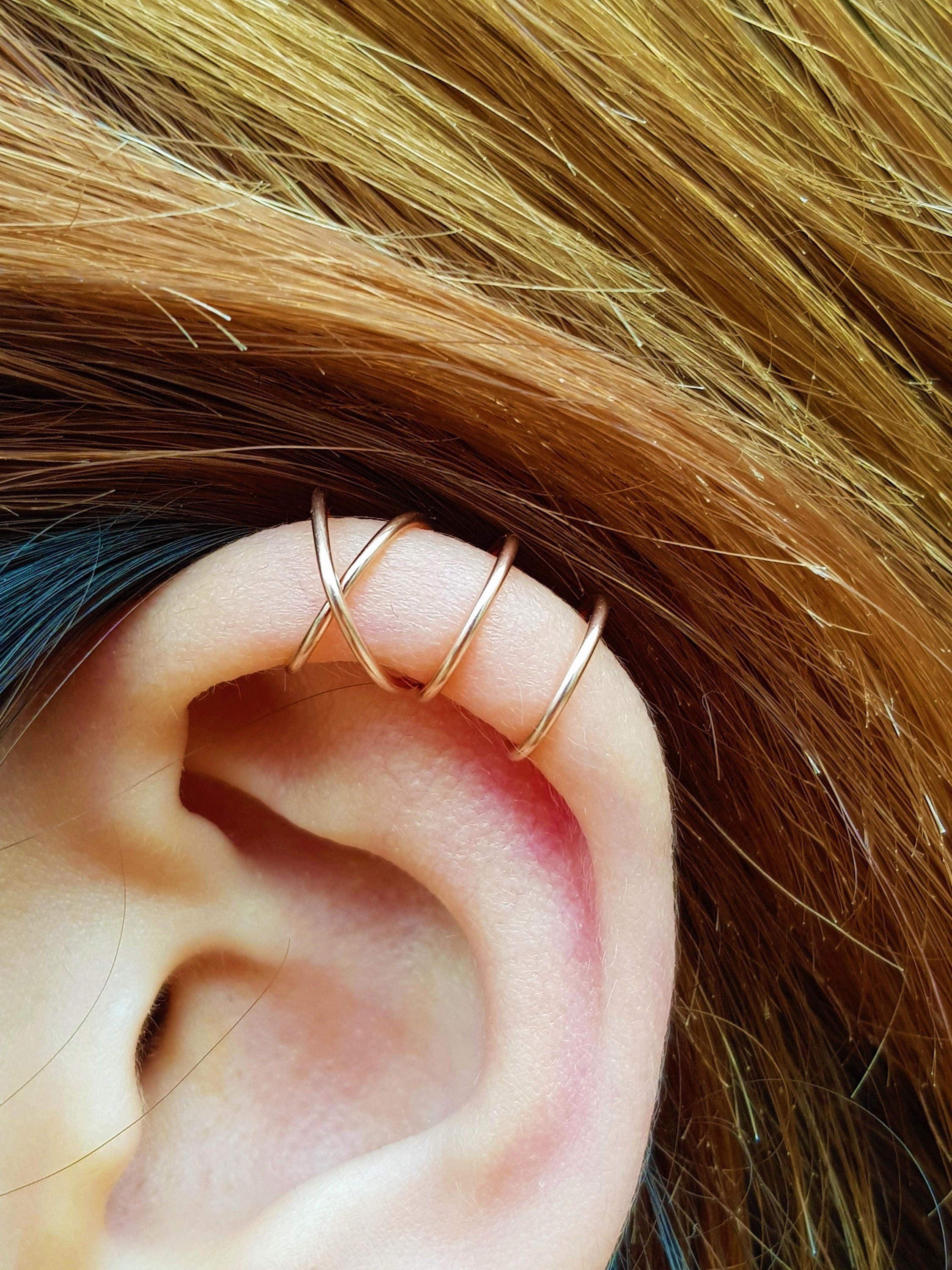 Delicate Ear Cuff No Piercing Ear cuff Double Lines Ear Etsy