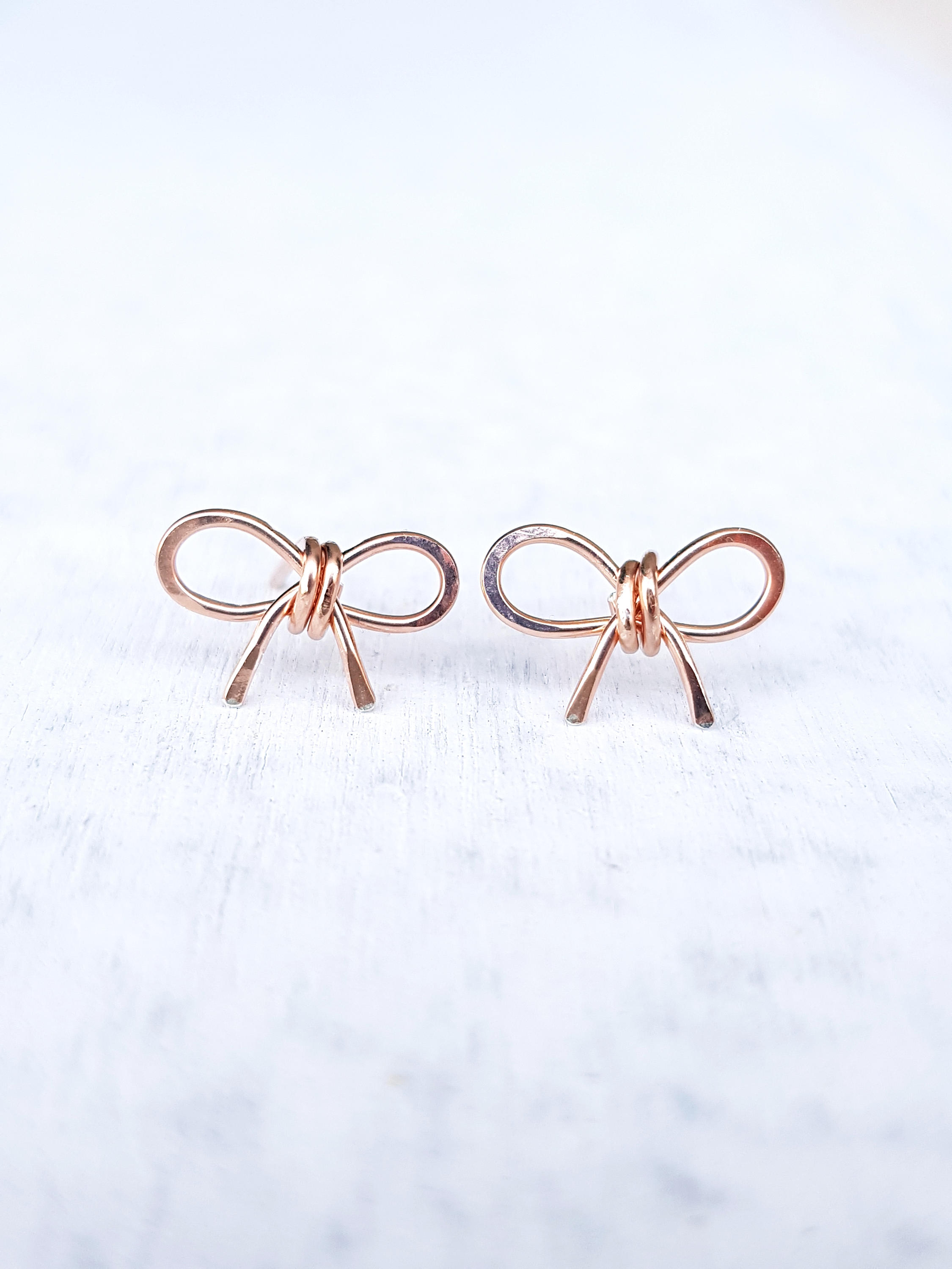 Bow Earrings Bow Stud Earrings 22k Rose Gold Bow Earrings Best | Etsy
