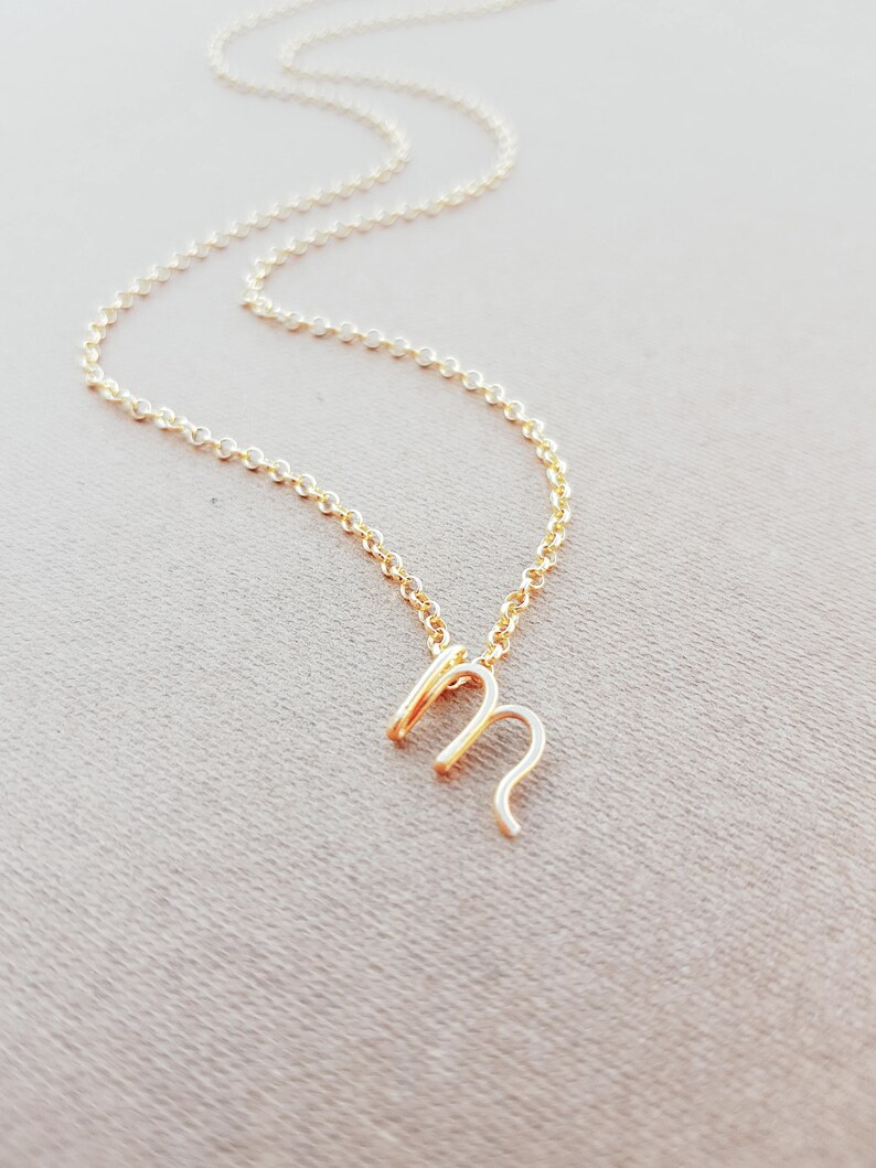 Letter M Necklace Gold Initial Necklace Cursive Letter Etsy