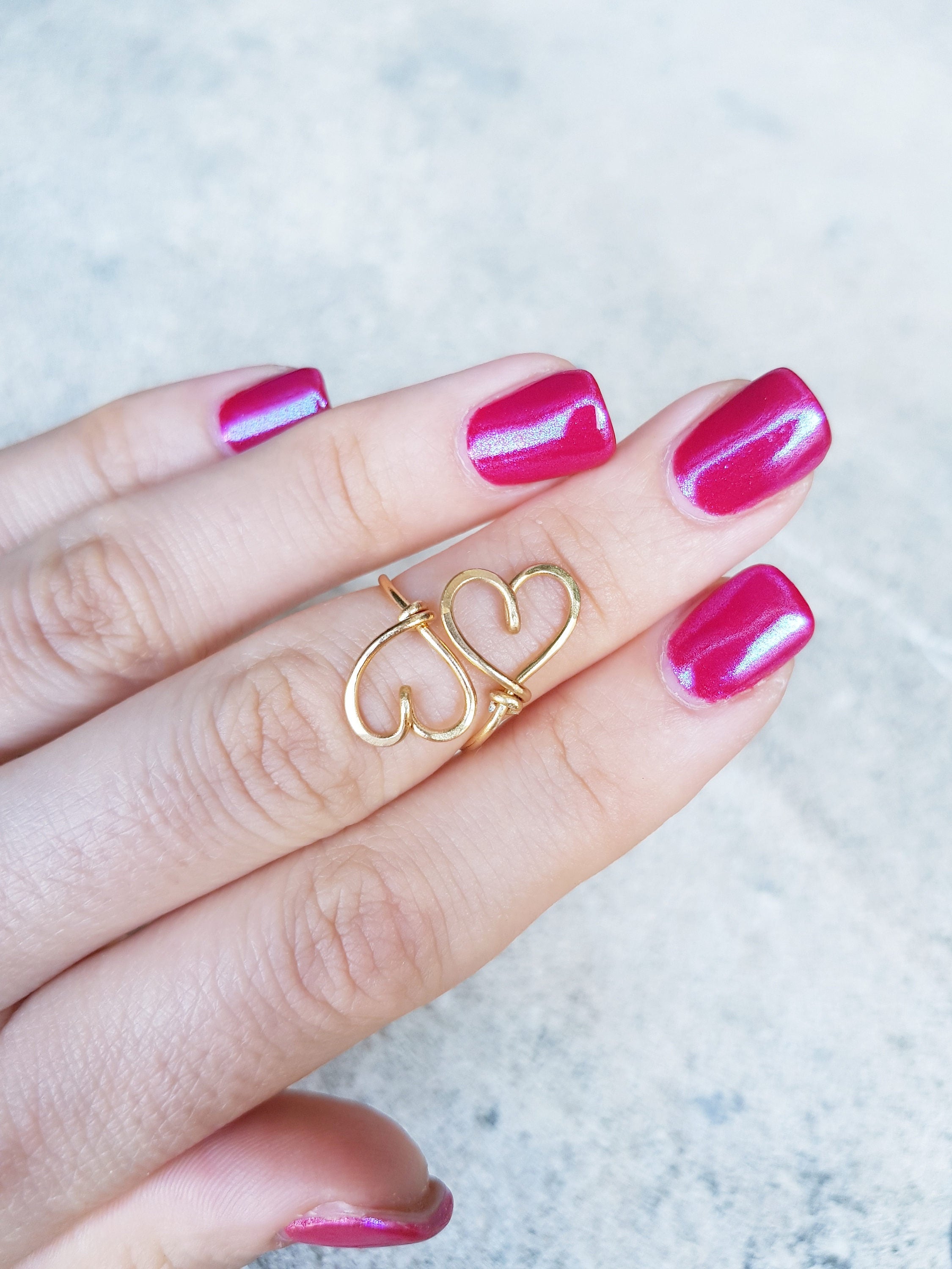 Download Double Hearts Ring 22K Gold Wire Heart Sweetheart Couple | Etsy