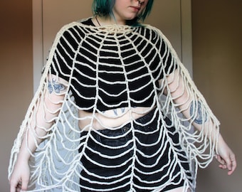 Crocheted Spider Web Poncho