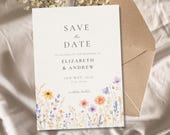 Wedding Save the Date Template Canva, Editable Boho Floral Wildflower Wedding Invite, Printable & Digital Phone Invitation