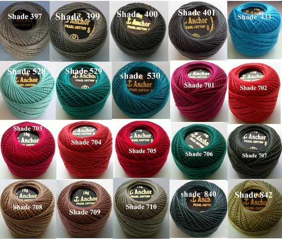 Choose from 185 Colors 10 ANCHOR Pearl Cotton Crochet 8 Embroidery Thread Balls