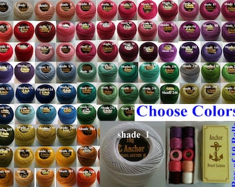 24 ANCHOR Pearl Cotton Crochet Embroidery Thread Ball Balls JP Coats Perle Cotton 85m size 8 . Colors Send in Message. Free Shipping