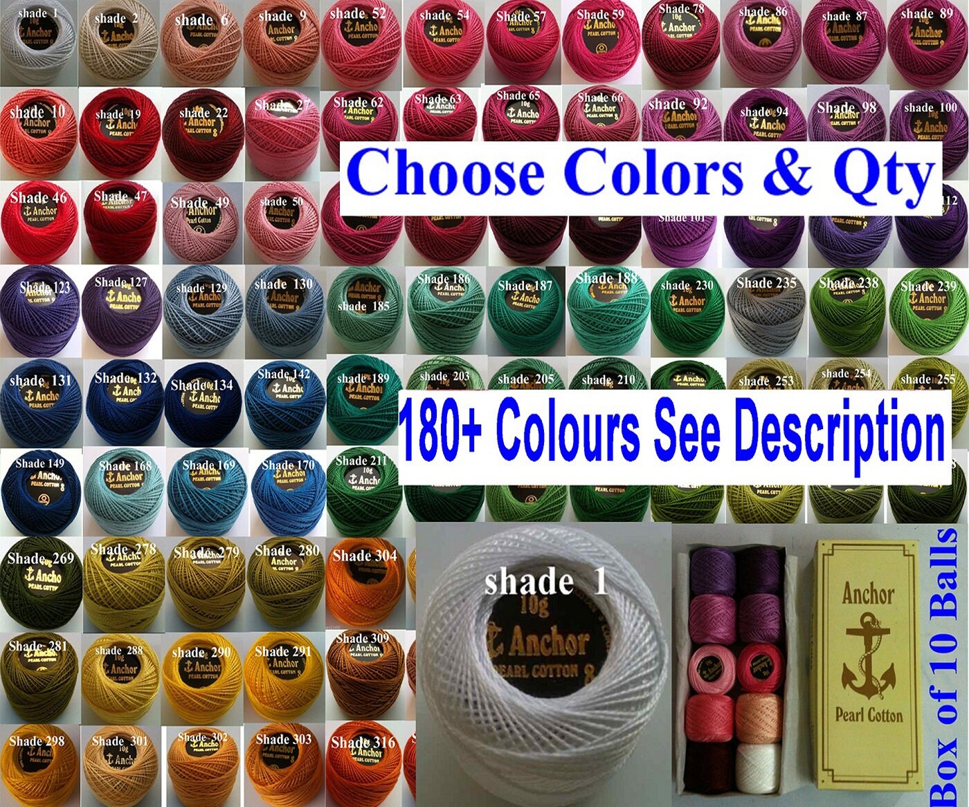 New 5 Anchor Pearl Cotton Crochet Embroidery Thread Balls with all Great Colours 