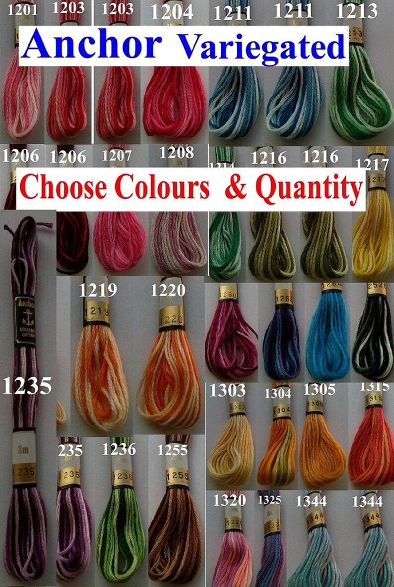 6 Anchor Variegated Floss Skiens Cross Stitch Cotton Crochet Etsy