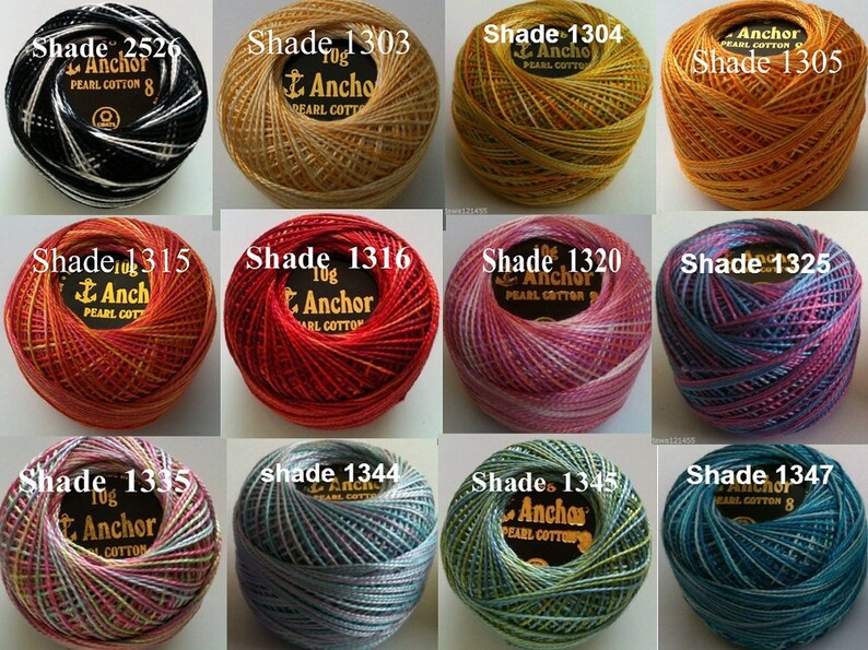24 ANCHOR Pearl Variegated Cotton Crochet Embroidery Thread - Etsy