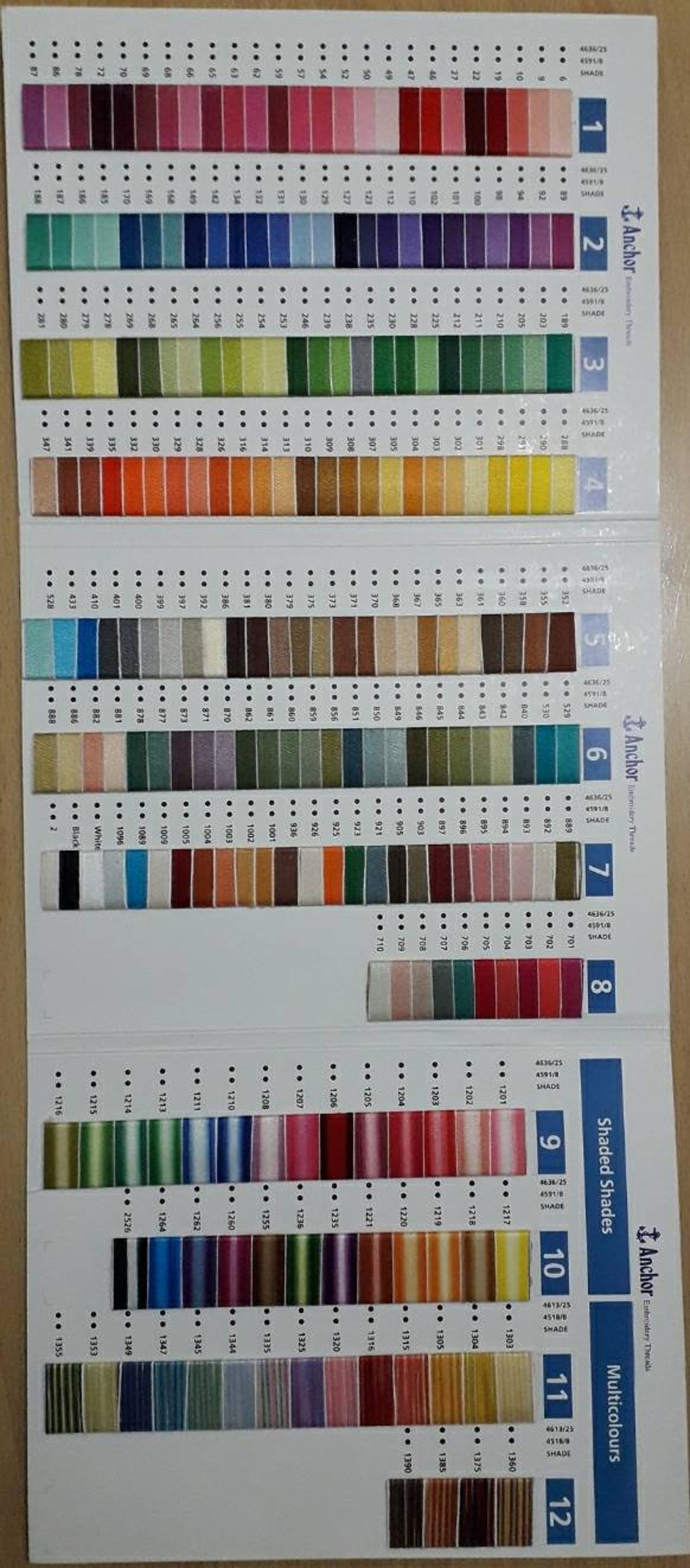 ANCHOR Shade Card Chart Book Colour Book Color Chart Solid and Etsy