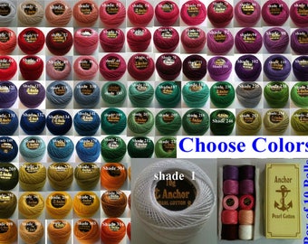 90 ANCHOR Pearl Cotton Crochet Embroidery Thread Ball Balls JP Coats Perle Cotton 85m size 8 . Colors Send in Message. Free Shipping