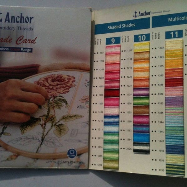 ANCHOR Shade Card Chart Book Colour Book nuancier Solid and Bigegated pour balles & Skiens sans plastique laminé Nouveau