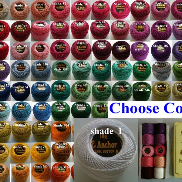 10 ANCHOR Pearl Cotton Crochet Embroidery Thread Ball Balls JP Coats Perle Cotton 85m size 8 . Colors Send in Message. Free Shipping