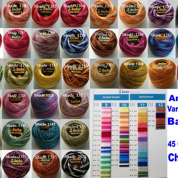 30 ANCHOR Perle Coton Panaché Crochet Broderie Fil Boules Boules JP Manteaux Perle Coton taille 8. Les couleurs envoient un message. Livraison gratuite