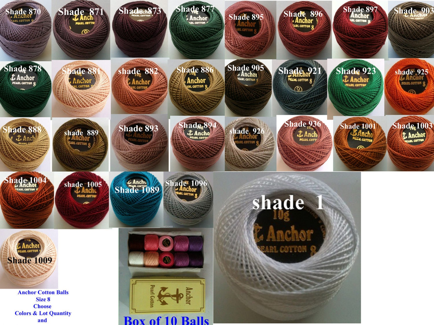 Variegated & Solid Anchor pearl cotton embroidery thread 85 mtr size 8 mix  color