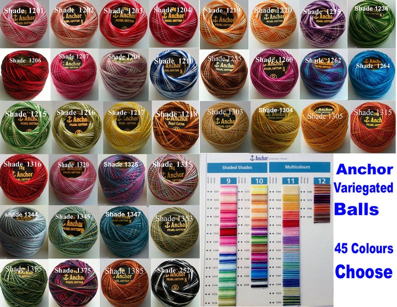 20 ANCHOR Pearl Variegated Cotton Crochet Embroidery Thread - Etsy ...