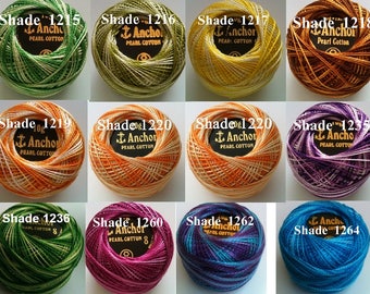 10 VARIEGATED ANCHOR CROCHET COTTON THREAD BALLS 10 DIFFERENT COLORS NEW 