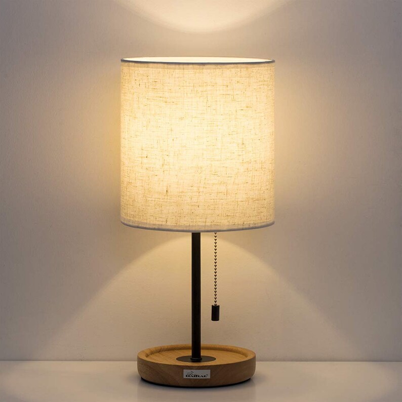 Bedside Table Lamp Modern Nightstand Lamp With Linen Fabric Etsy