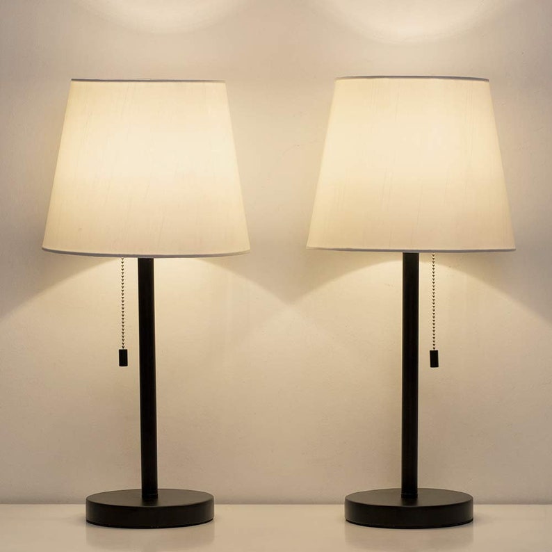 Bedside Table Lamps Nightstand Set Of 2 Modern Desk For Bedroom Living Room Office Black