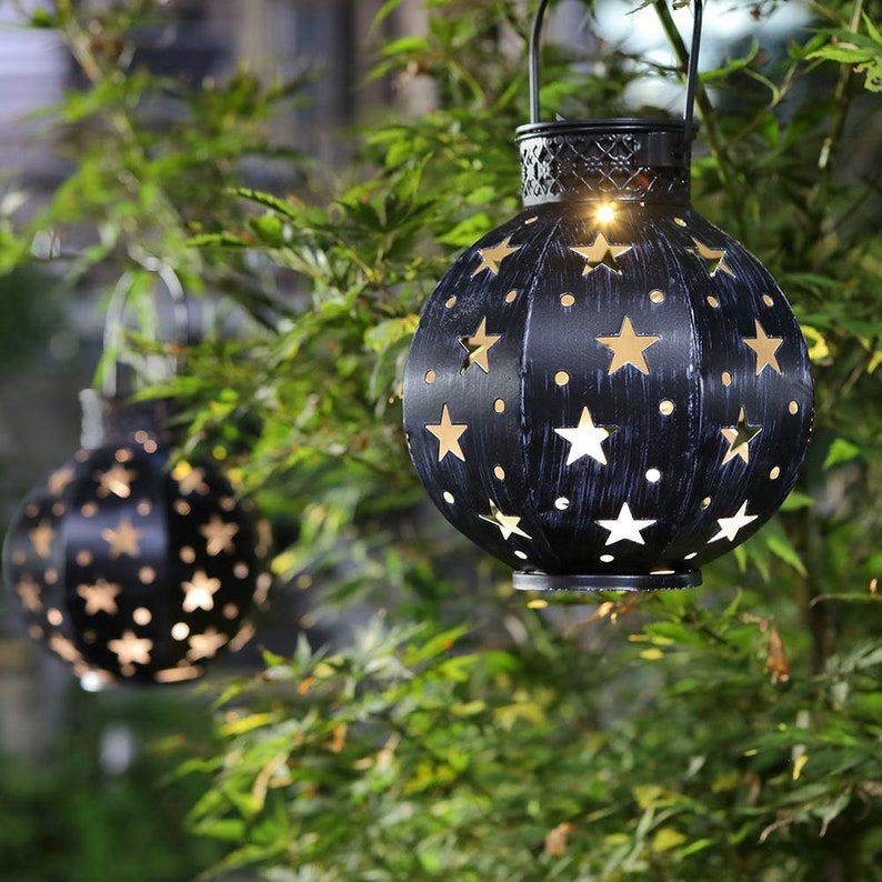 2 Pack Retro Star Hanging Solar Lights Outdoor for Walkway Etsy