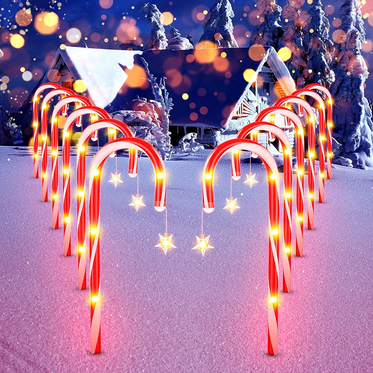 12 Pack Outdoor Christmas Decorations Solar Candy Cane | Etsy