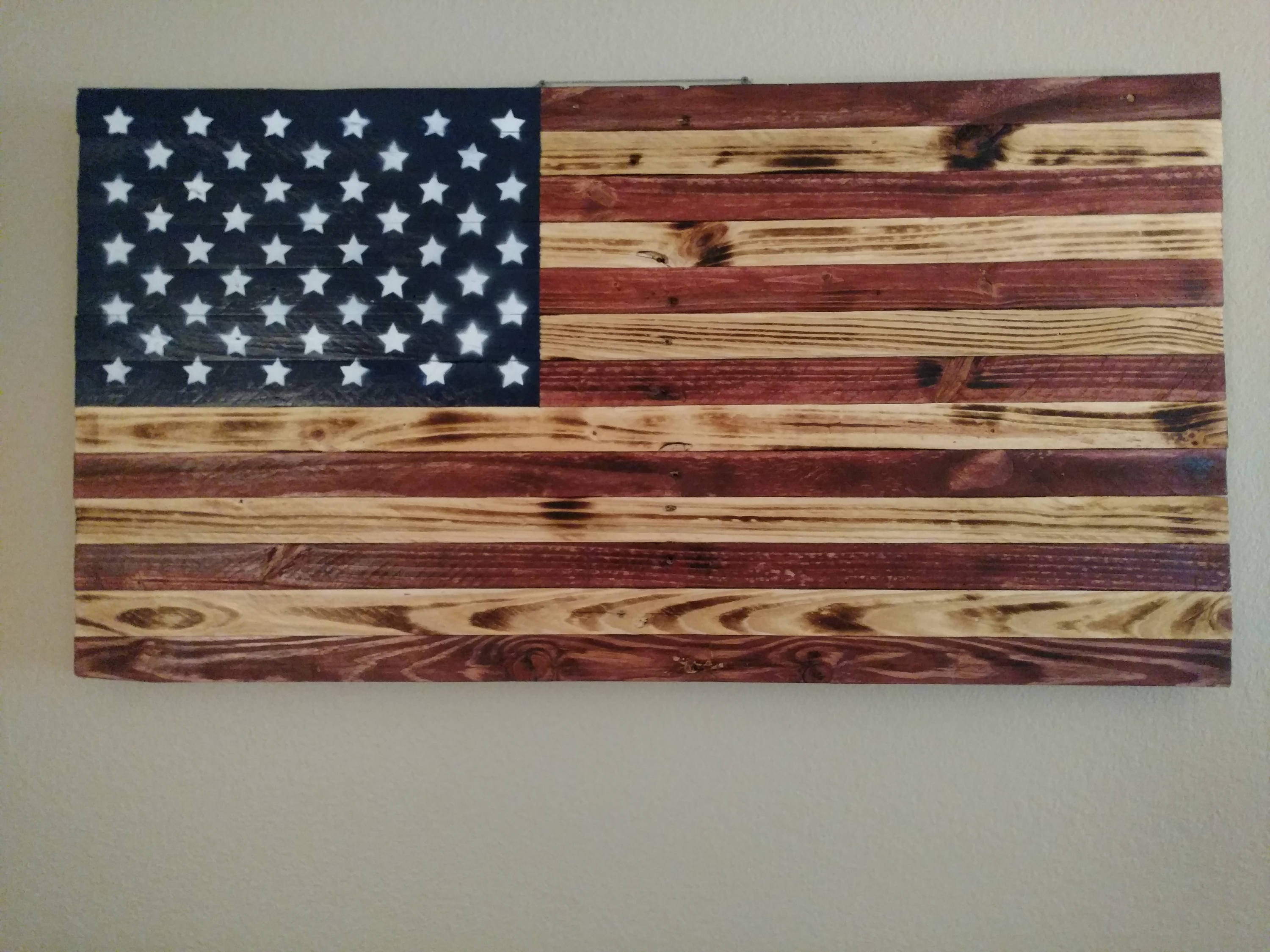 Wood Burned American Flag Etsy