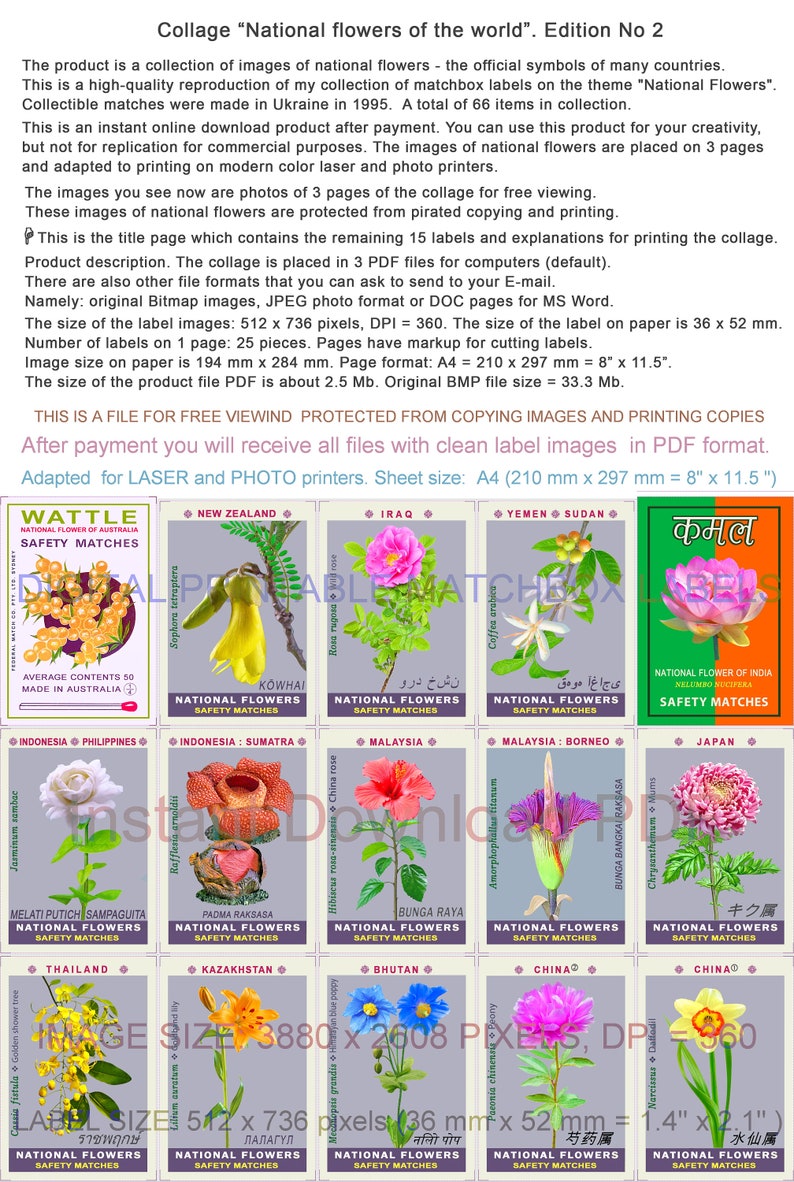 Flowers National Symbols 3 Digital Collages 65 Ukrainian Etsy