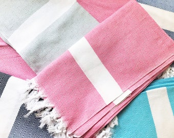 Organic Cotton Turkish Peshtemal Towel: Beach, Pool, Bath