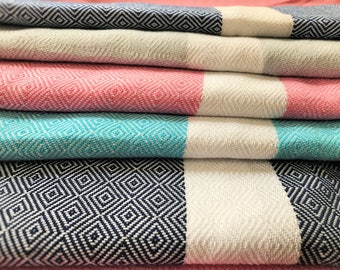 Organic Cotton Turkish Towel Set of 4: Handmade Peshtemal
