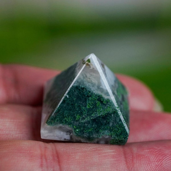 Moss Agate Crystal Pyramid