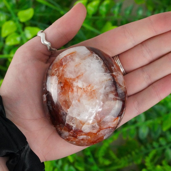 Red Hematoid Quart Crystal Palm stone