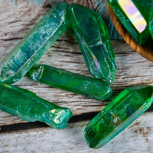 Orange Aura Quartz Crystal Point Etsy