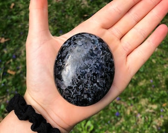 Indigo Gabbro Crystal Palm Stone Mystical Merlinite