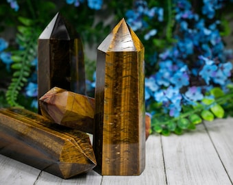 Large Tigers Eye Crystal Tower Point