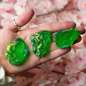 Raw Green Aura Quartz Crystal: Rough Clear Quartz