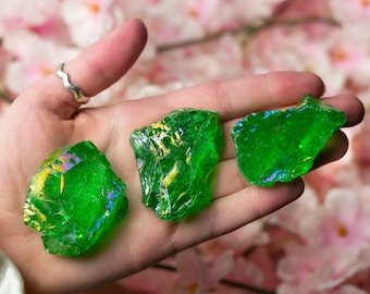 Raw Green Aura Quartz (Rough Aura Quartz Crystal)