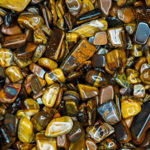 Tigers Eye Tumbled Crystal Chips, Choose Amount