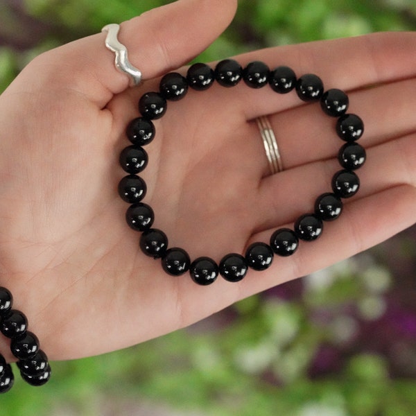 Black Tourmaline 8mm beads Stone Crystal Bracelet