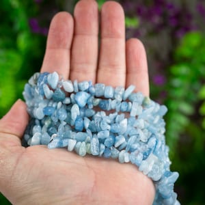 30&quot; natuurlijke blauwe aquamarijnkristalkralen 6 mm - 8 mm - edelsteenkralen met dubbele lengte