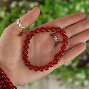 Carnelian 8mm beads Stone Crystal Bracelet