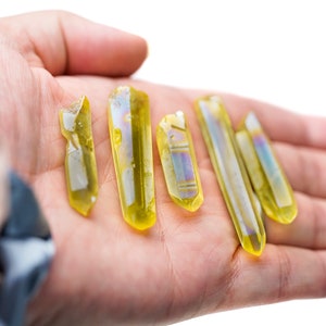 Yellow Aura Quartz Crystal Point