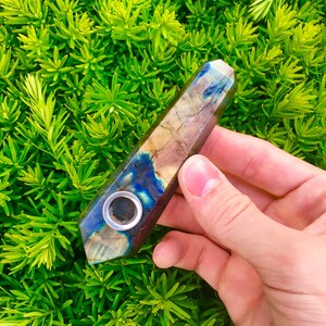 Labradorite Crystal Pipe, gemstone quartz pipe image 2