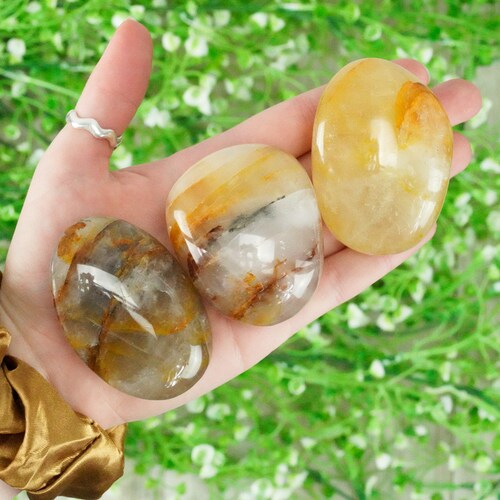 Natural Yellow Jade Crystal Palm Stone beautifully Gift Etsy UK