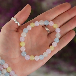 Morganite 8mm beads Stone Crystal Bracelet