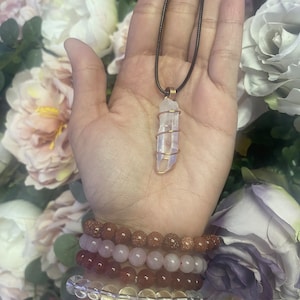 Clear Quartz Point Wrapped Necklace