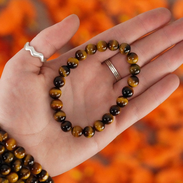 Tigers Eye 8mm beads Stone Crystal Bracelet